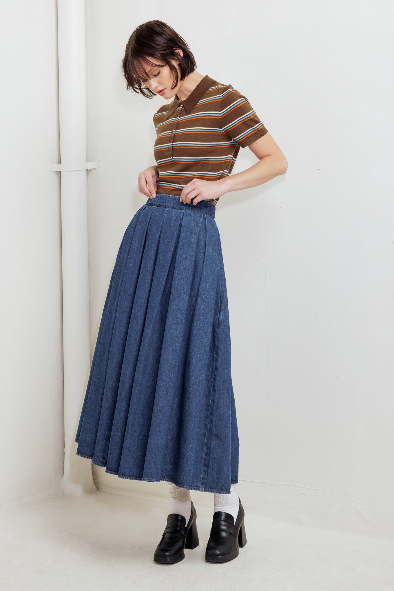 DEAR MOMENT DENIM FULL SKIRT Flying Tomato