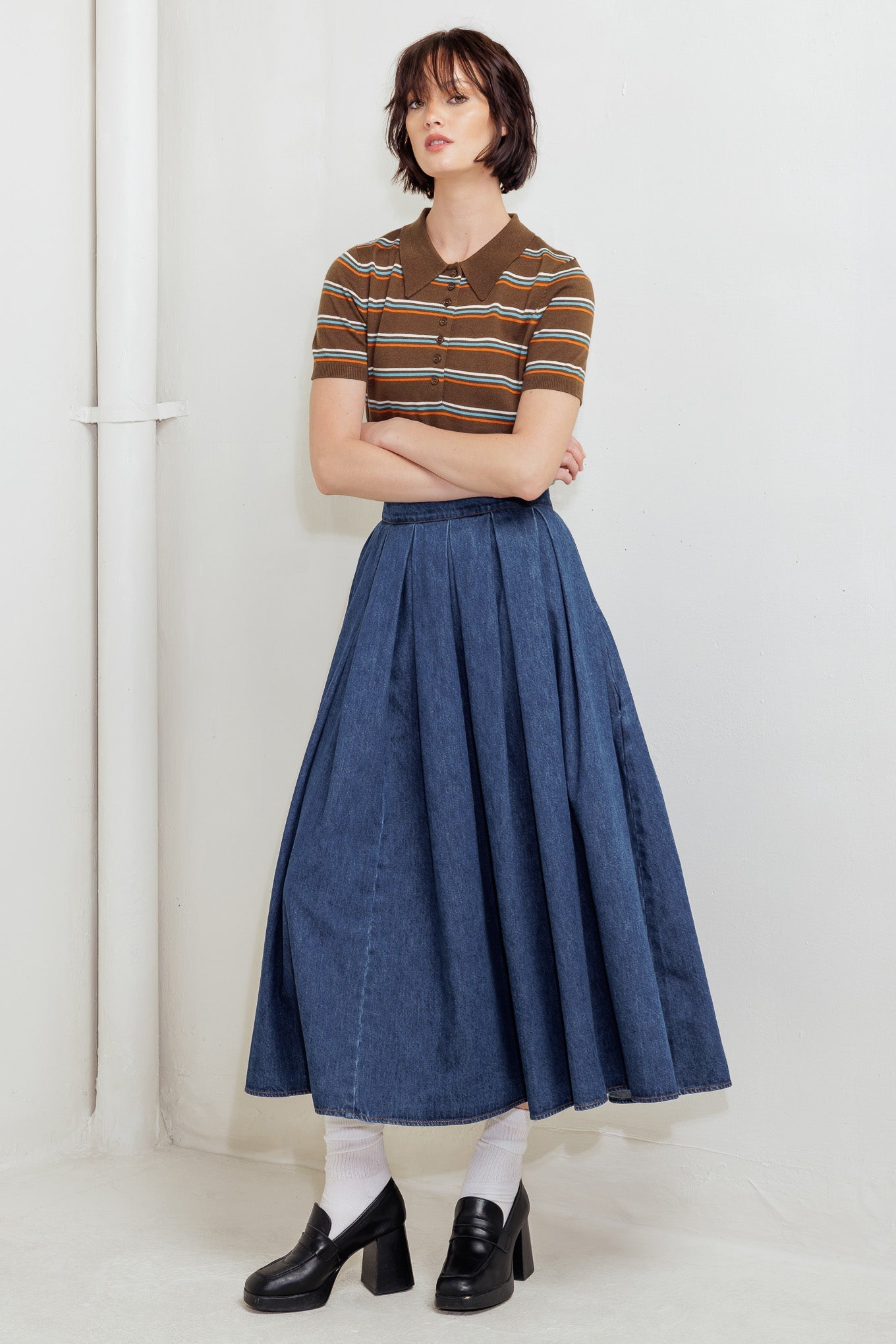 DEAR MOMENT DENIM FULL SKIRT Flying Tomato