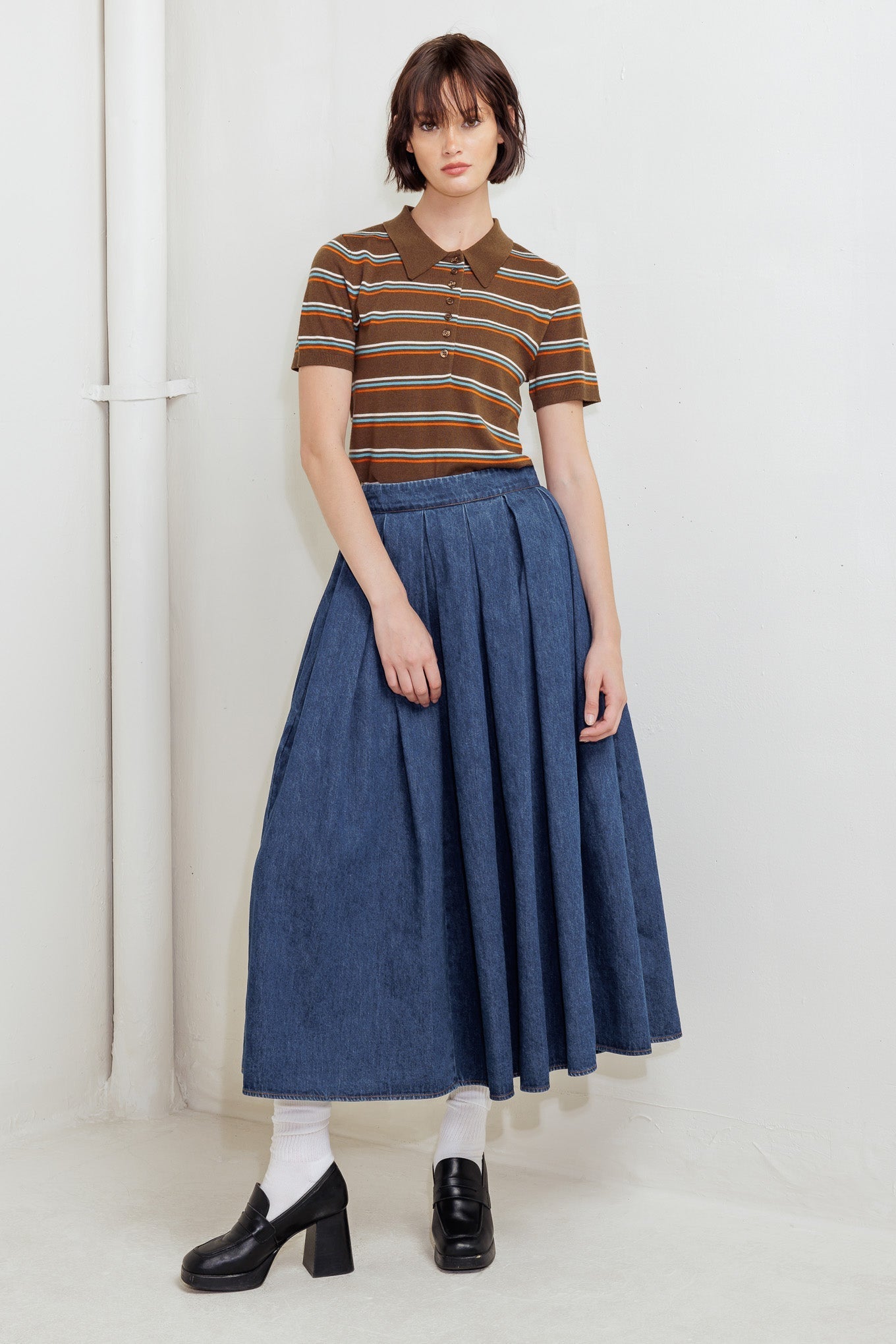 DEAR MOMENT DENIM FULL SKIRT Flying Tomato