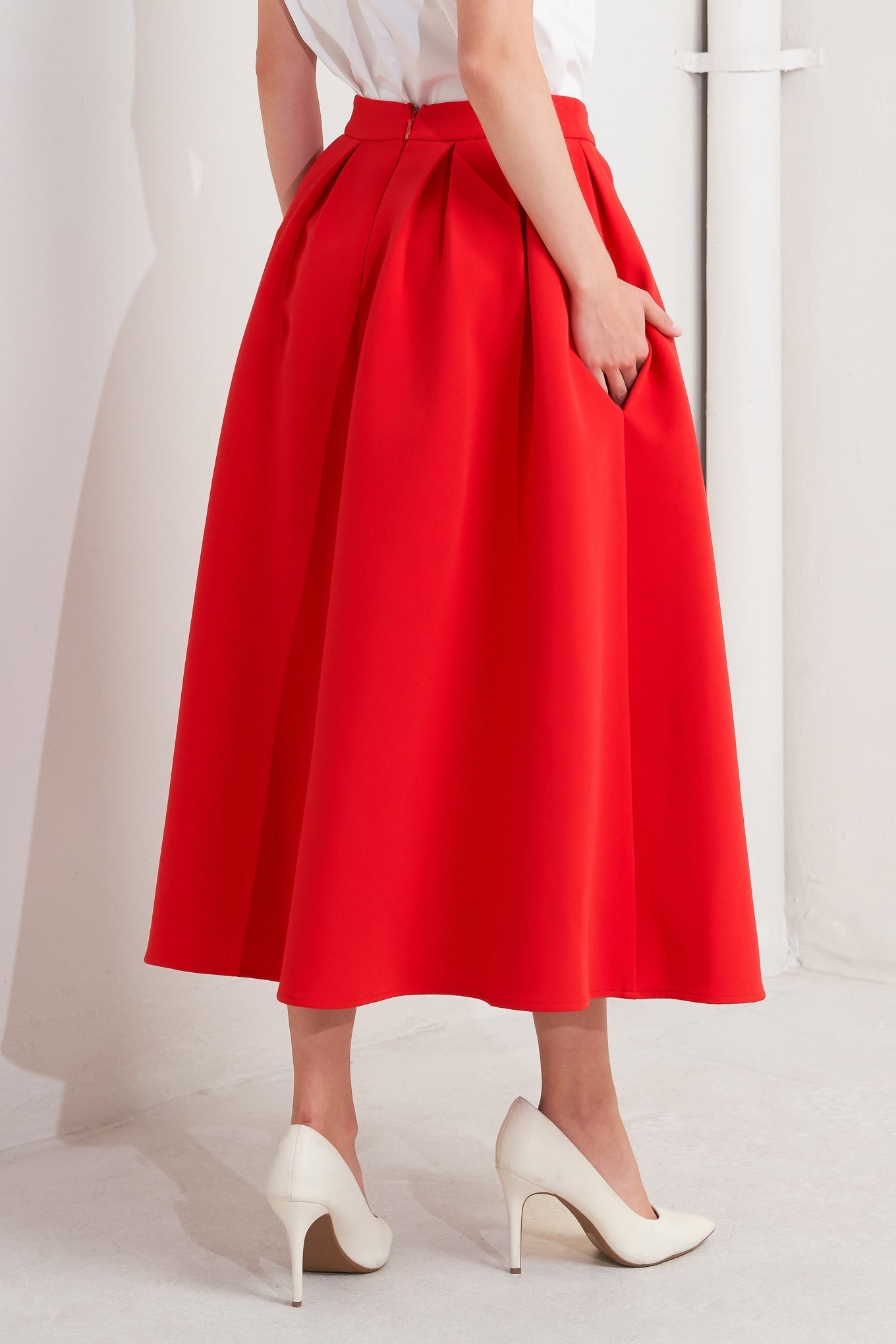 STRAWBERRY POP WOVEN FULL MIDI SKIRT Flying Tomato