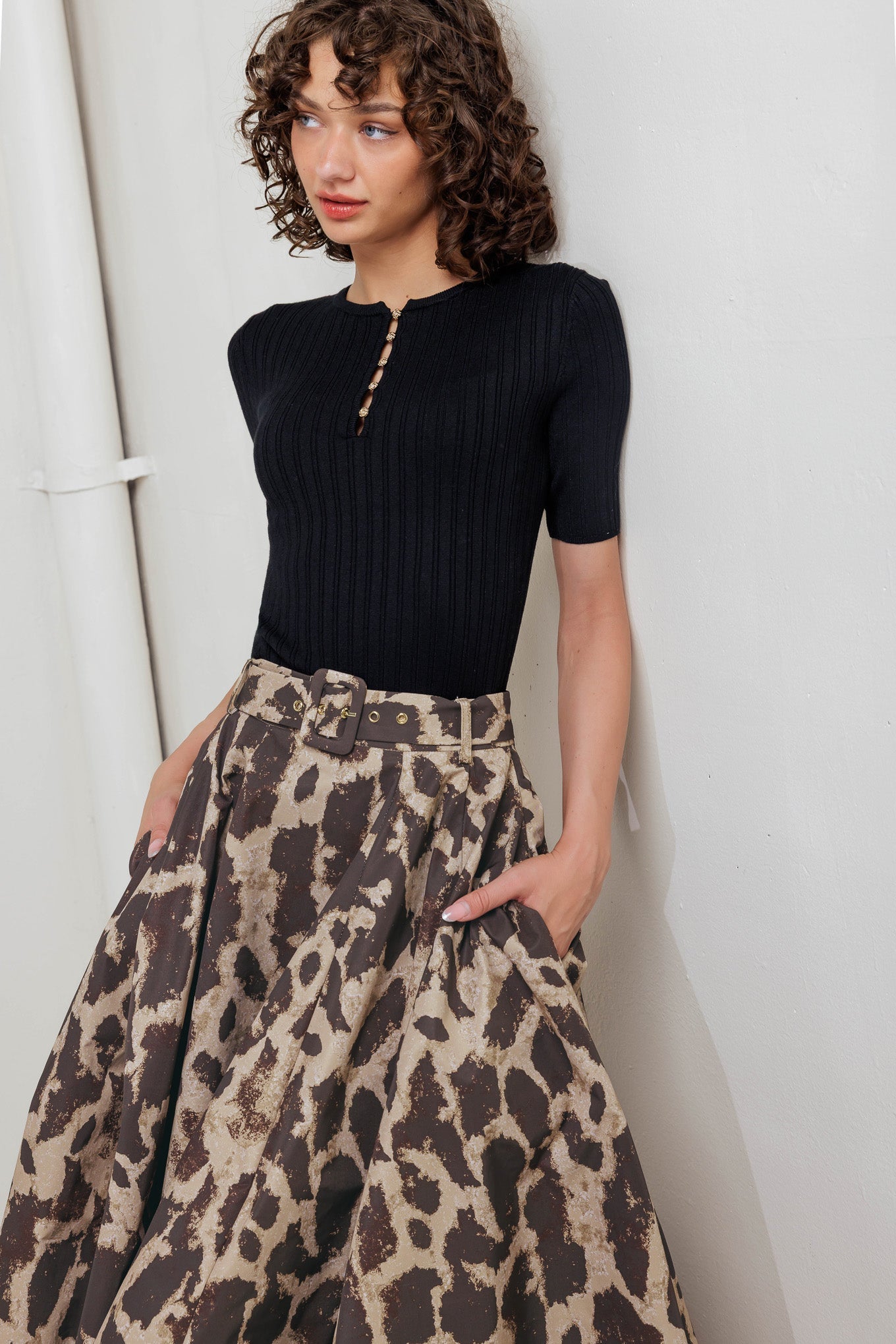 LEO LOVER WOVEN FULL MIDI SKIRT Flying Tomato