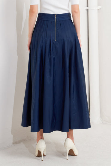 LUXE FLARE WOVEN PLEATED MINI SKIRT