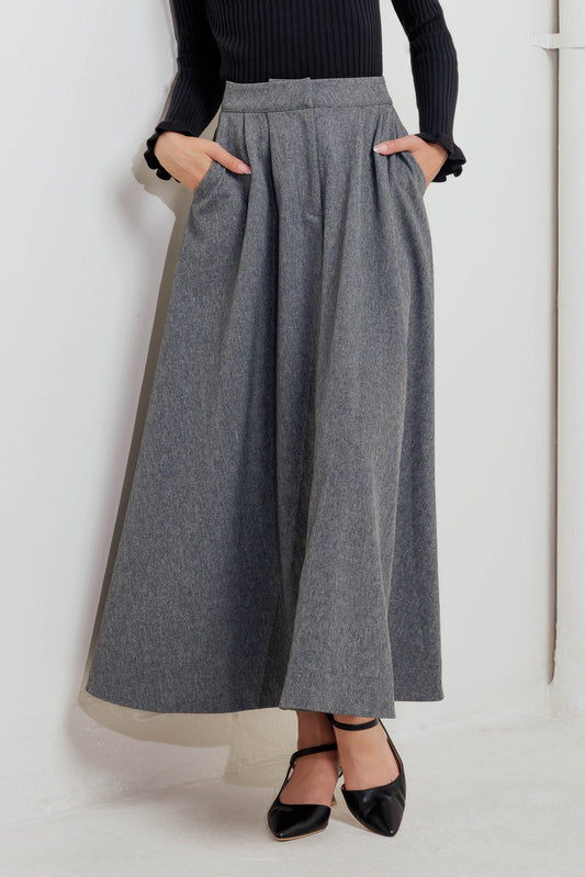TIMELESS LOOK WOVEN MIDI CIRCLE SKIRT Flying Tomato
