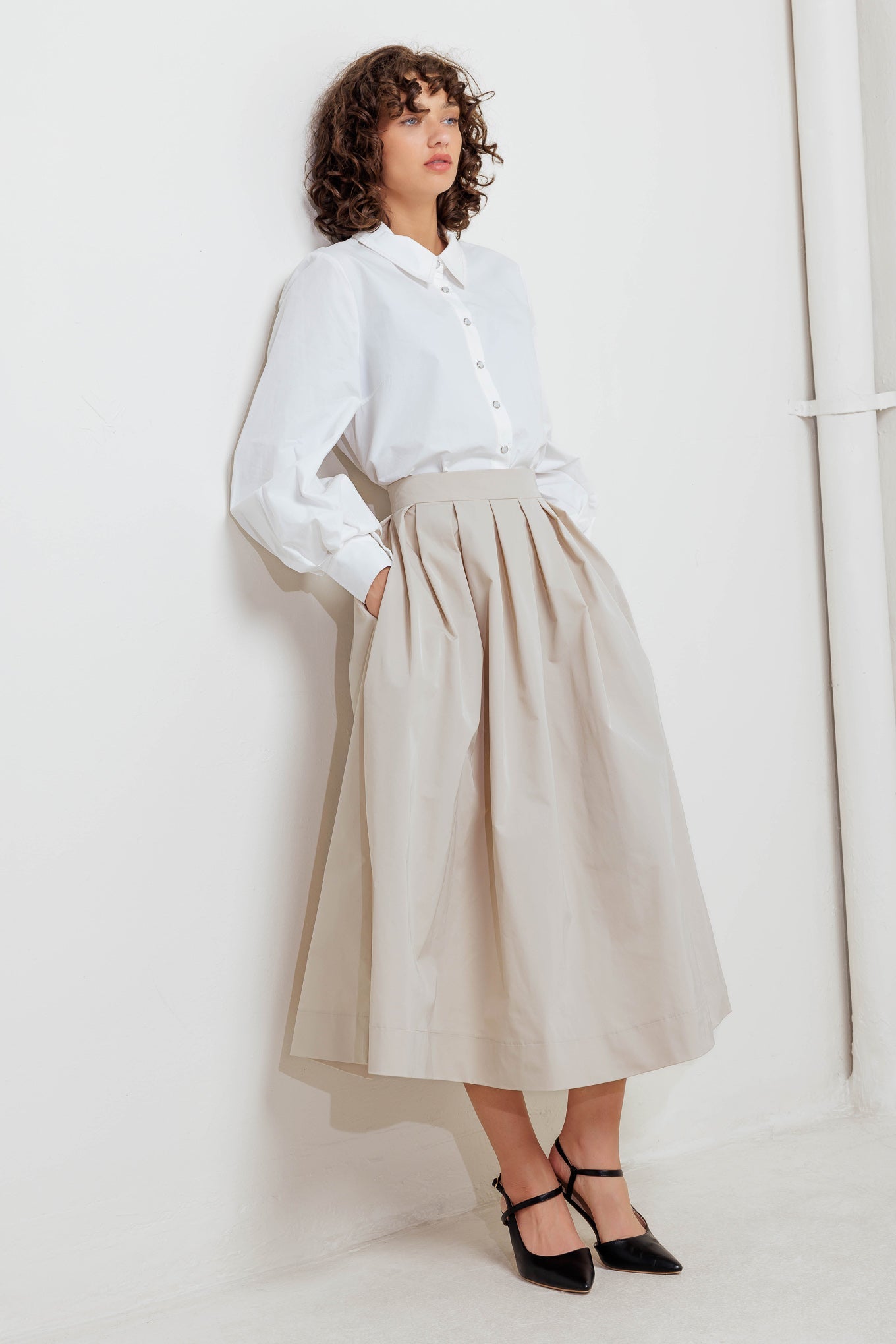 SOFT POEM WOVEN FULL MIDI SKIRT Flying Tomato