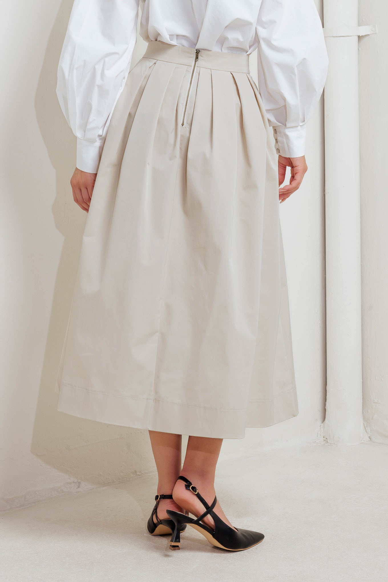 SOFT POEM WOVEN FULL MIDI SKIRT Flying Tomato