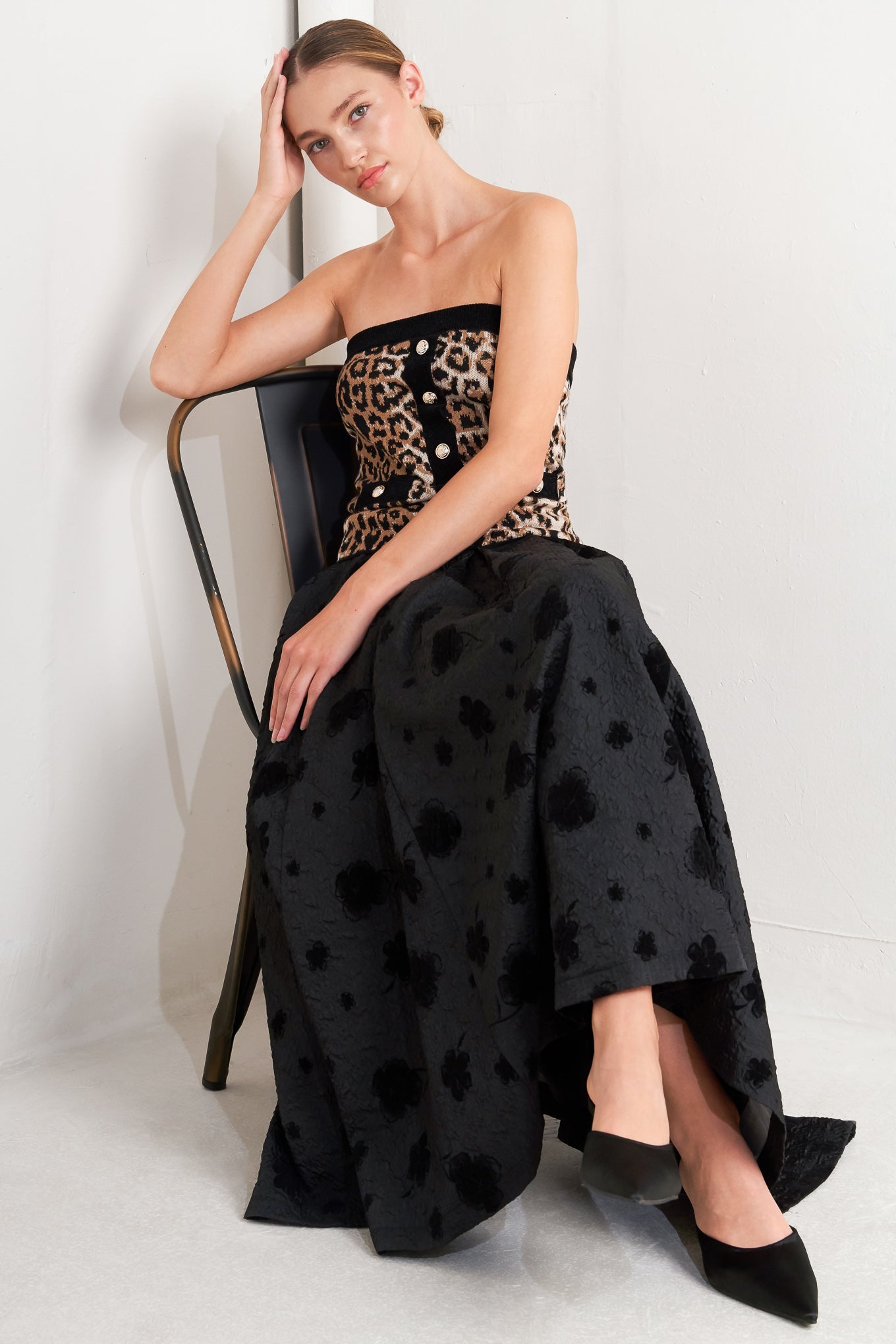 NOIR BLOOMING ROMANCE WOVEN FULL MIDI SKIRT Flying Tomato