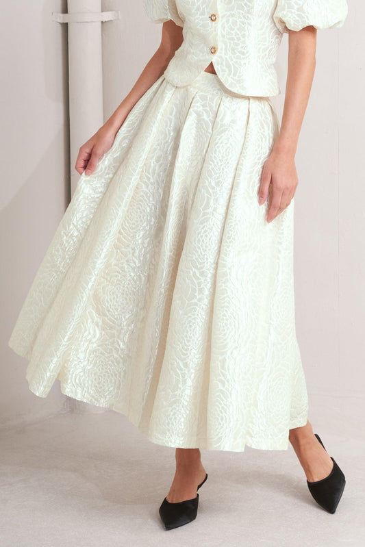 Flying Tomato Rosé Texture Woven Full Midi Skirt, a quality piece with an elegant full midi length and unique woven texture.
