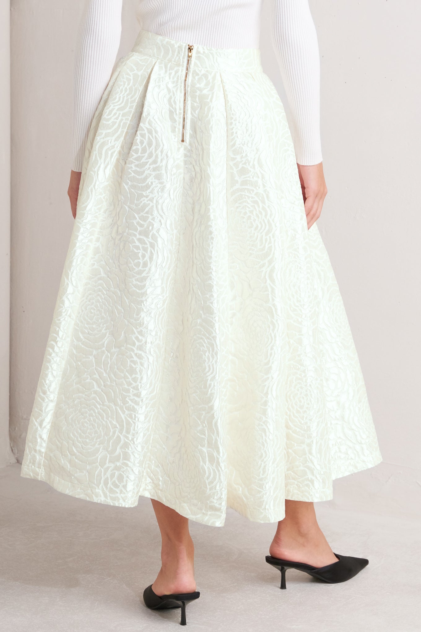 ROSÉ TEXTURE WOVEN FULL MIDI SKIRT Flying Tomato