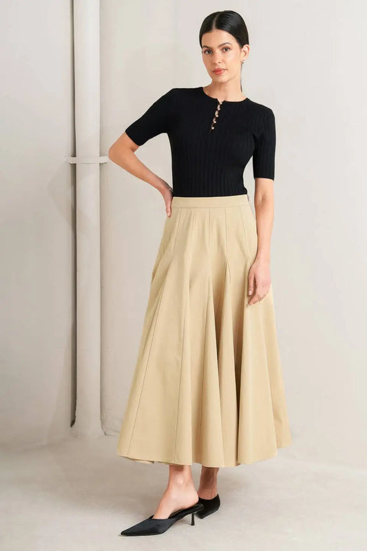 PALE FRAME WOVEN TAUPE CIRCLE SKIRT Flying Tomato