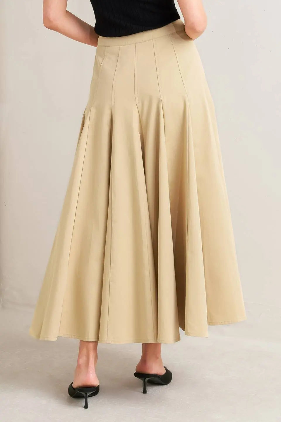 PALE FRAME WOVEN TAUPE CIRCLE SKIRT Flying Tomato