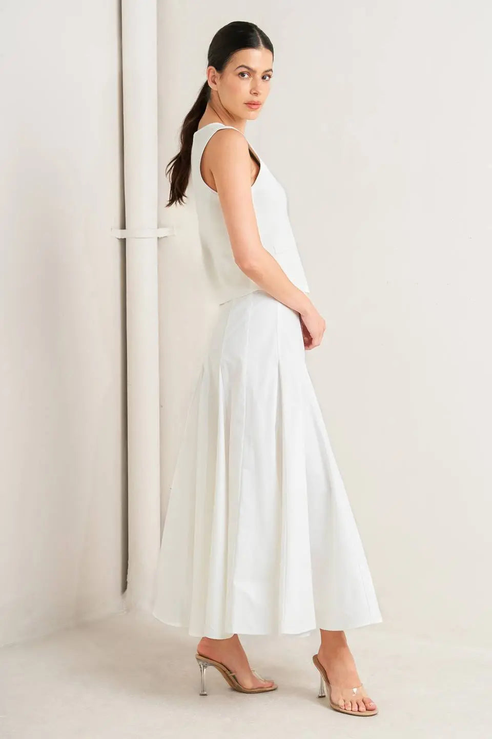 PALE FRAME WHITE WOVEN CIRCLE SKIRT Flying Tomato