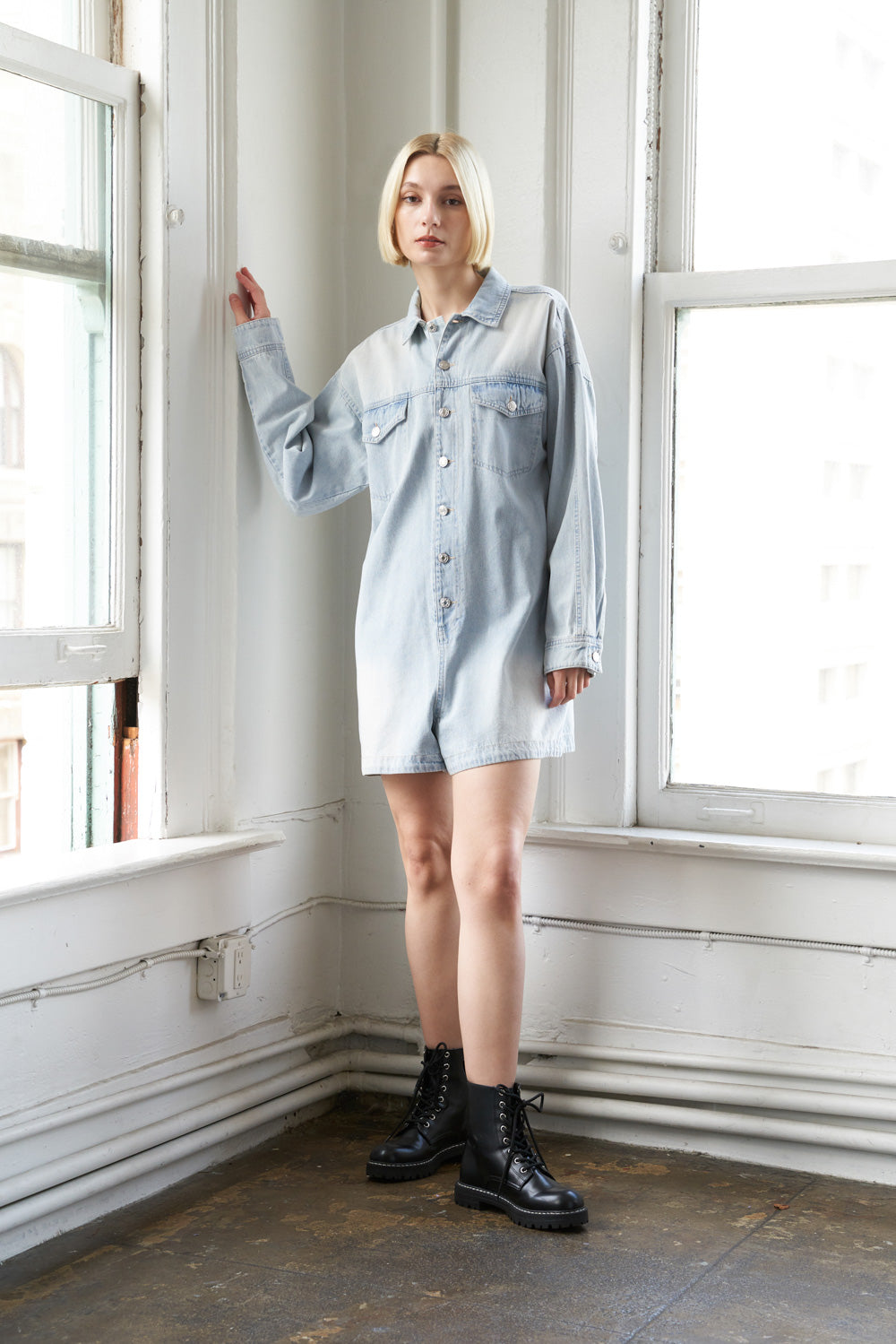 TURNING POINT DENIM ROMPER Flying Tomato