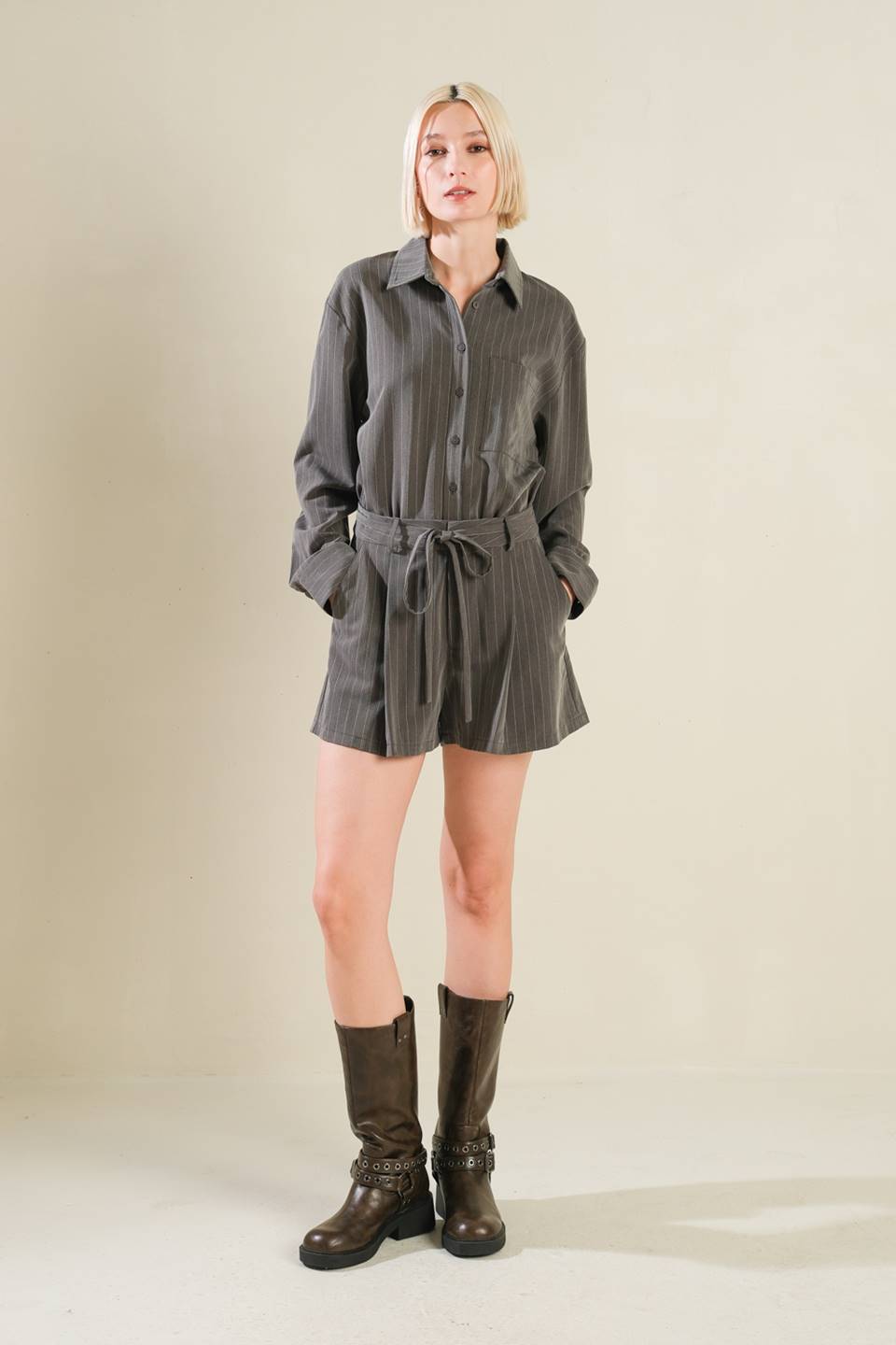 AM I OKAY WITH WOVEN ROMPER Flying Tomato
