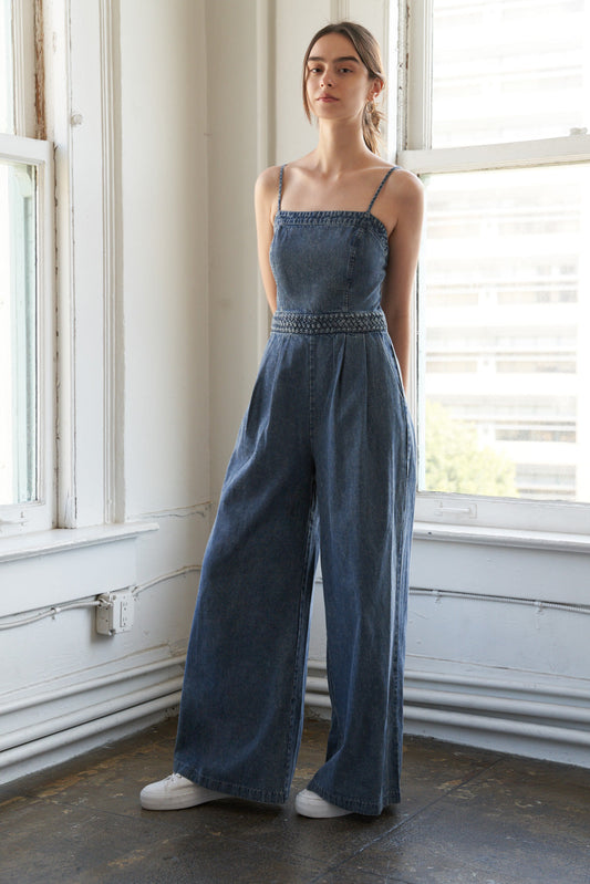 STOLEN GLANCES DENIM JUMPSUIT Flying Tomato