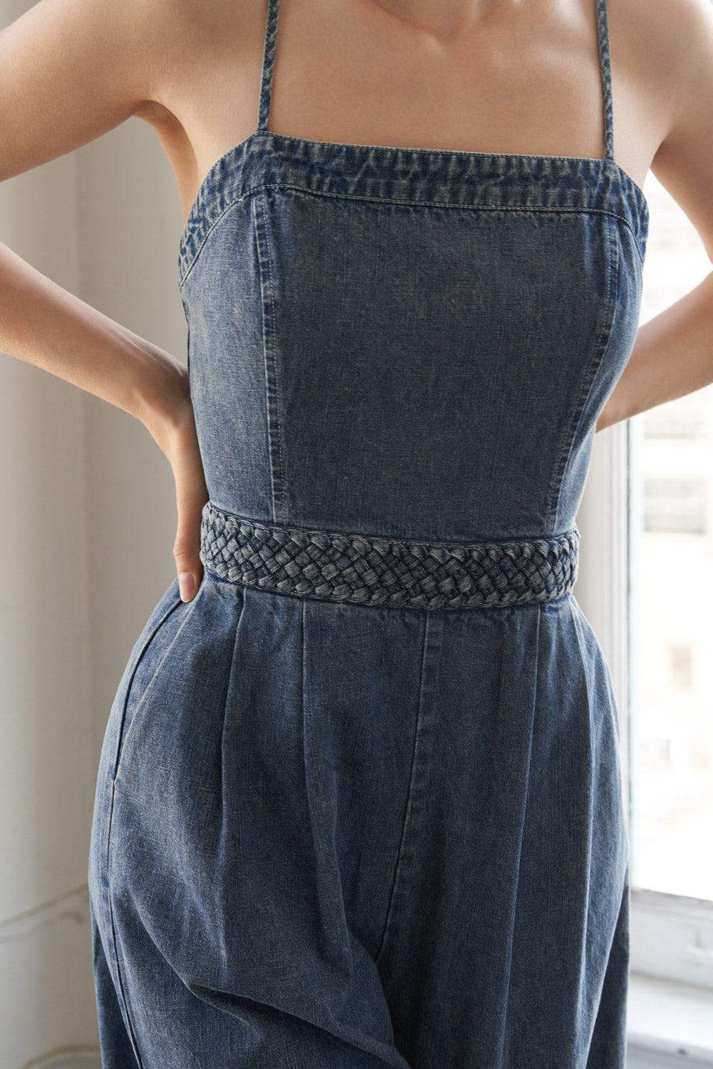 STOLEN GLANCES DENIM JUMPSUIT Flying Tomato