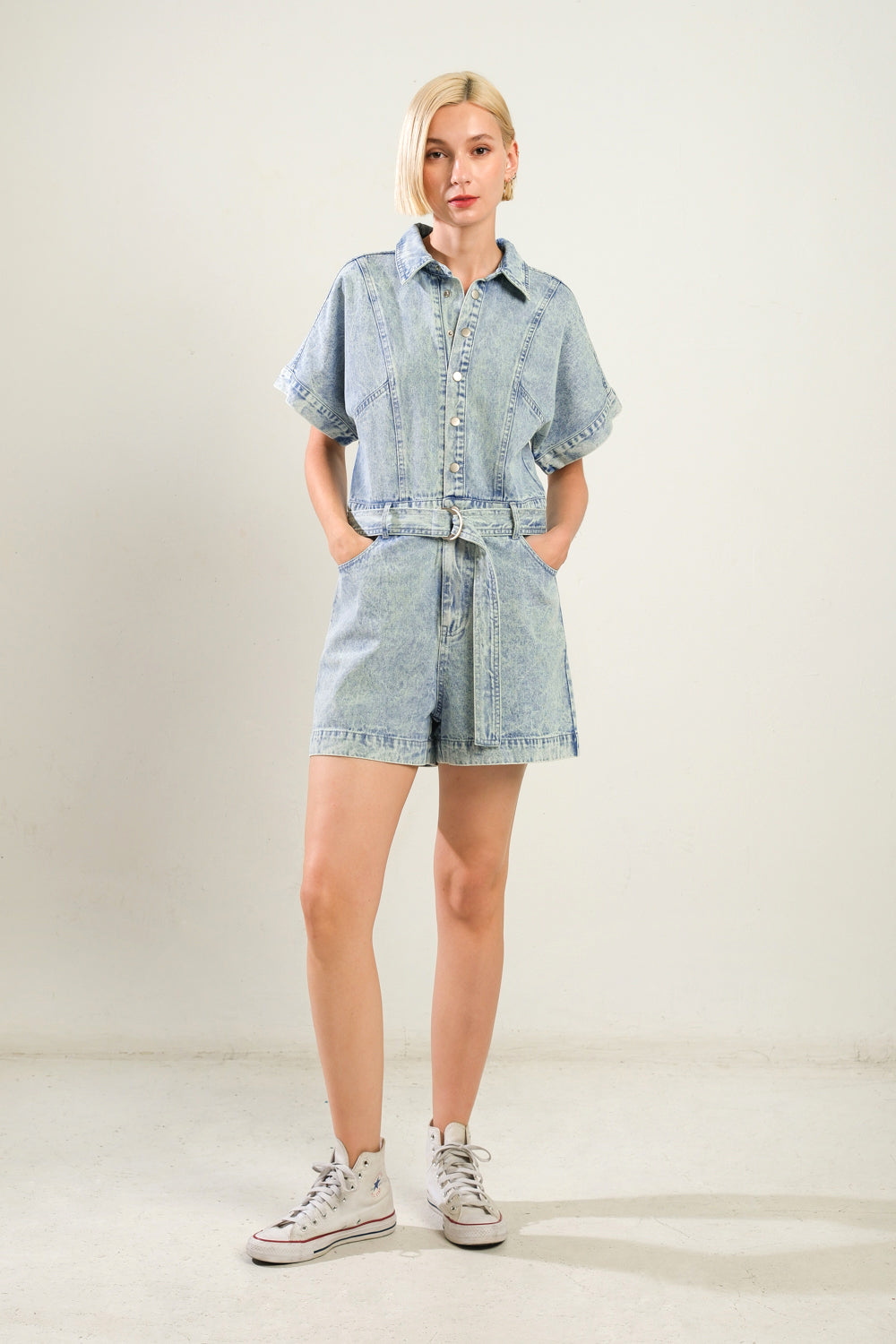 COUNTRYSIDE CHARM DENIM ROMPER Flying Tomato