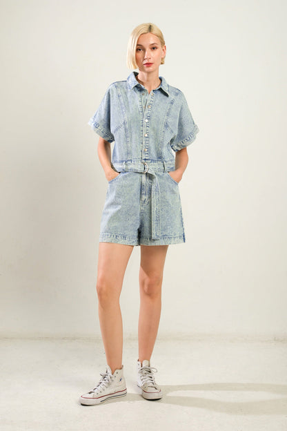 COUNTRYSIDE CHARM DENIM ROMPER