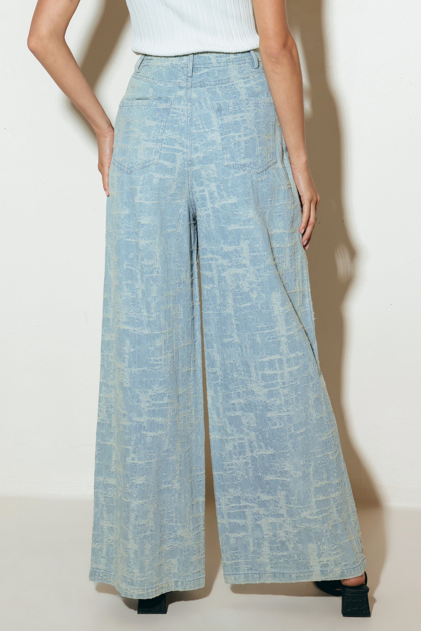 AIRY ROMANCE WIDE LEG DENIM PANTS Flying Tomato