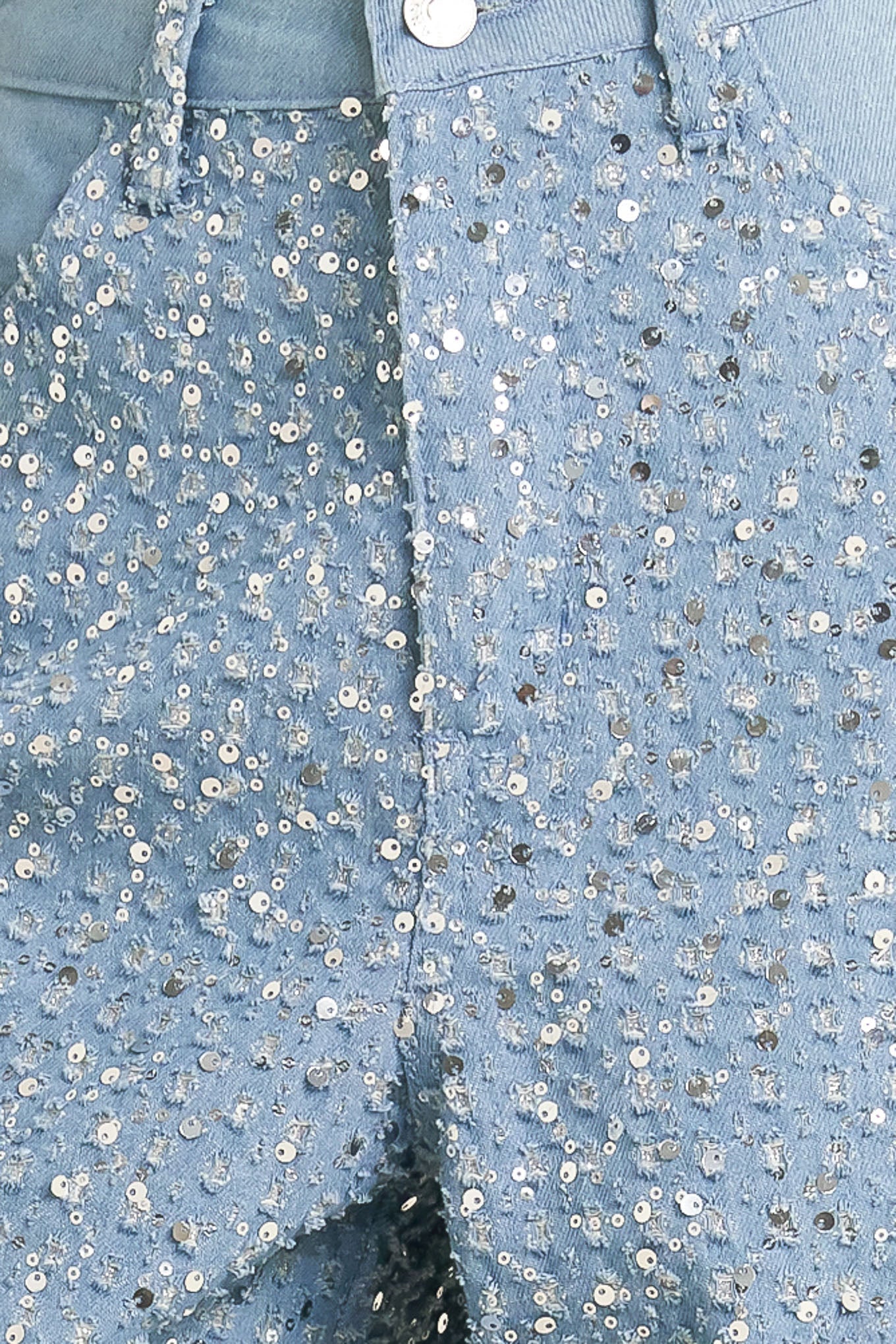 Loving Everyday Sequin Denim Pants Wide Leg Front Closure Flying Tomato