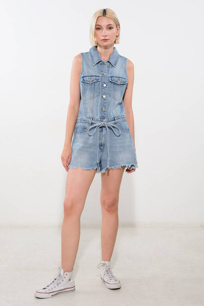 HEAR THE APPLAUSE DENIM ROMPER