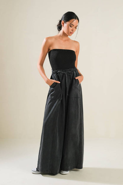 BLACK TEA WITH YOU MIX MEDIA JUMPSUIT