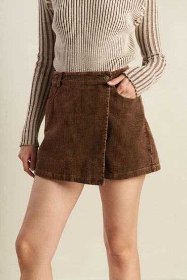 COTTON CORDUROY ZIPPER SKIRT