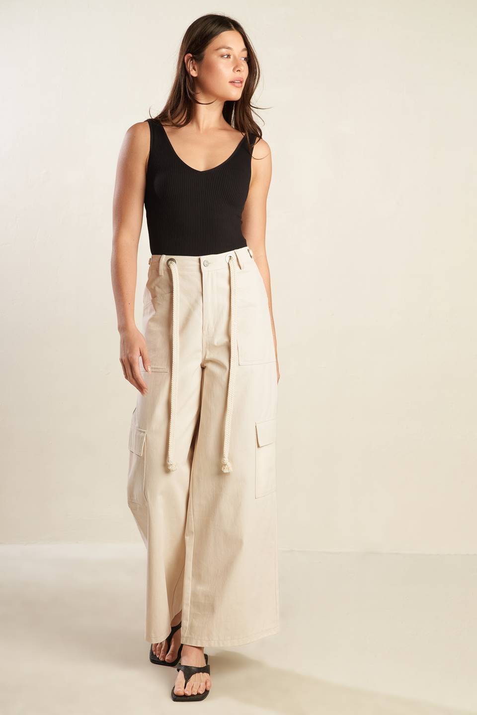 Colette Dream Woven Pants With Cargo Pockets And Belt