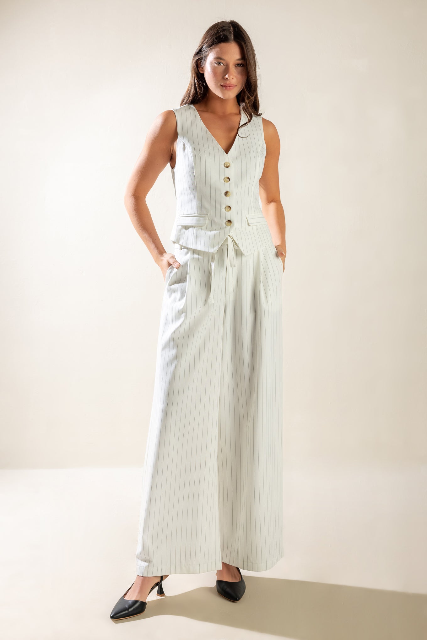 Dinner Date Woven Pants with Wide Leg and Sash Belt