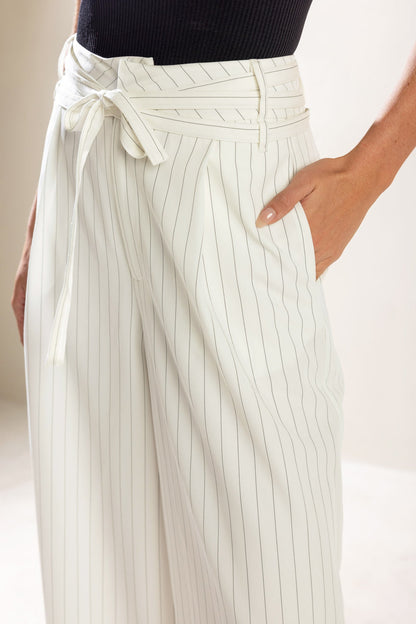 Dinner Date Woven Pants with Wide Leg and Sash Belt