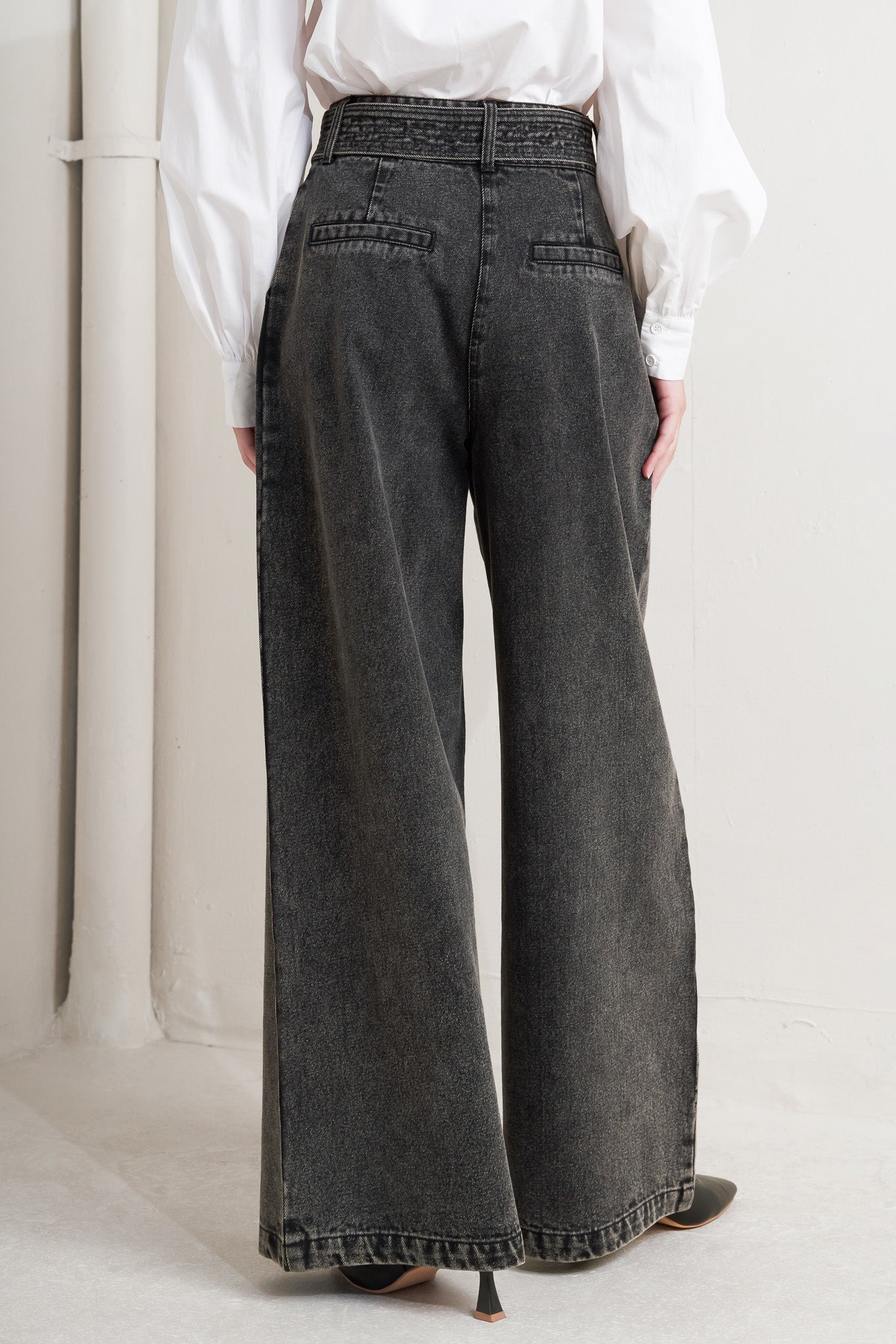 Think Of Me Washed Denim Pants With Wide Leg And Pockets Flying Tomato