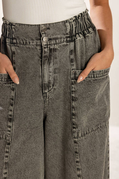 Exploring The City Denim Pants With Elastic Waistband