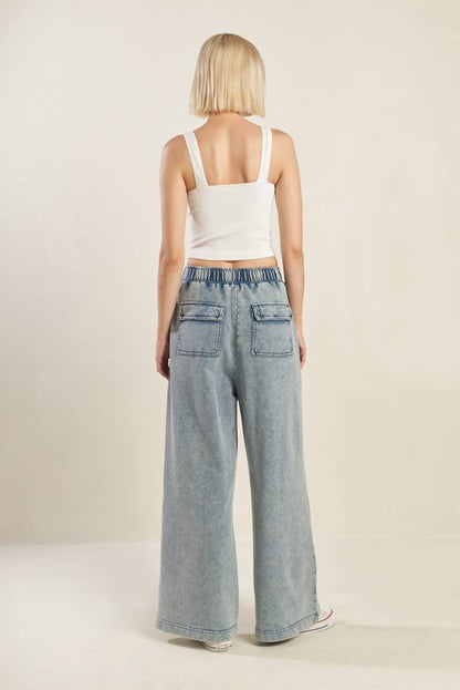 FIT AND FAIR WASHED DENIM PANTS