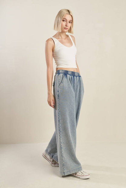 FIT AND FAIR WASHED DENIM PANTS