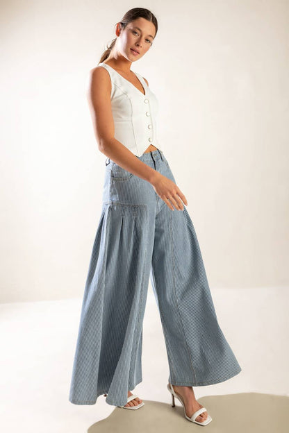 Rooftop Romance Denim Pants for Stylish High Waisted Look