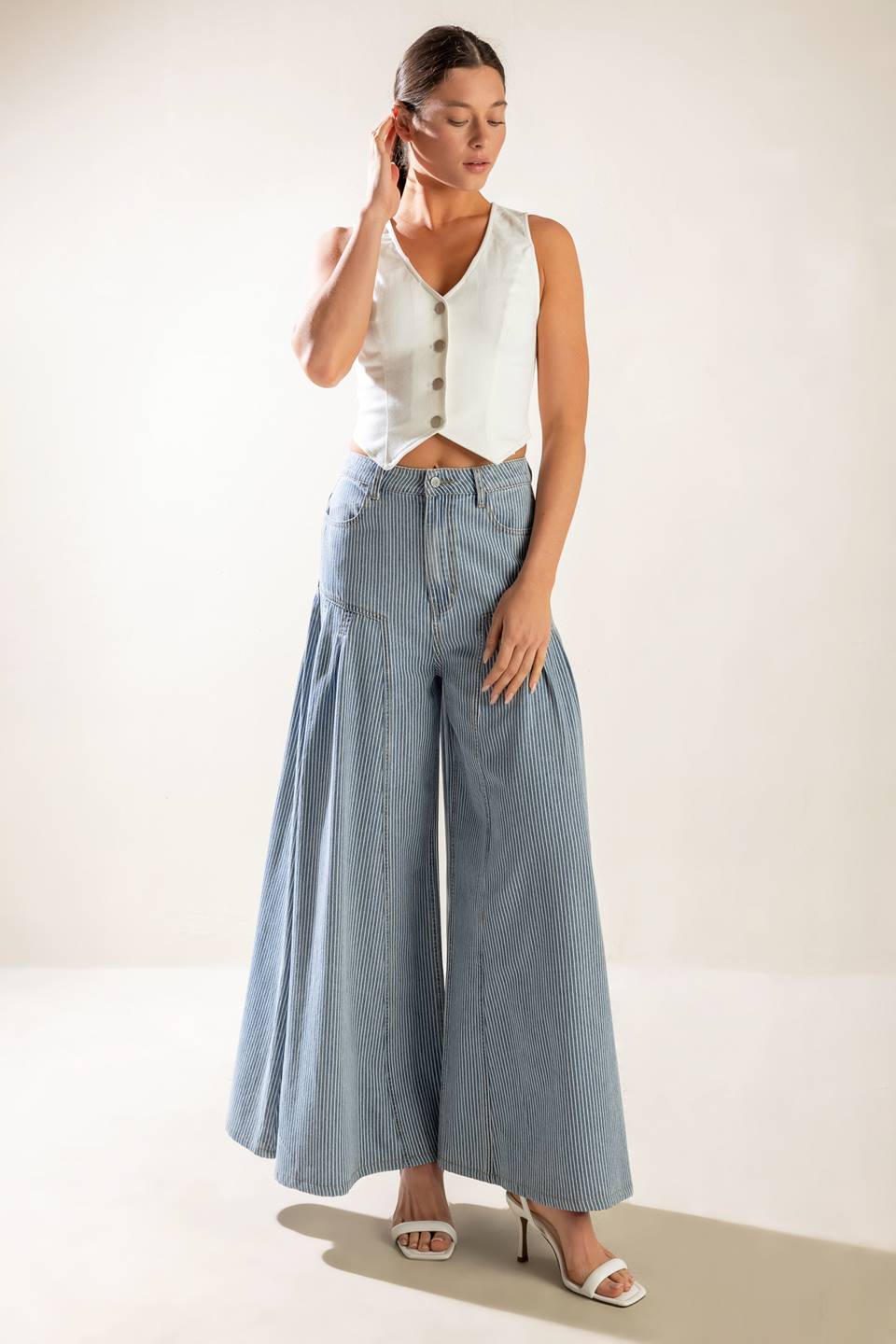 Rooftop Romance Denim Pants for Stylish High Waisted Look