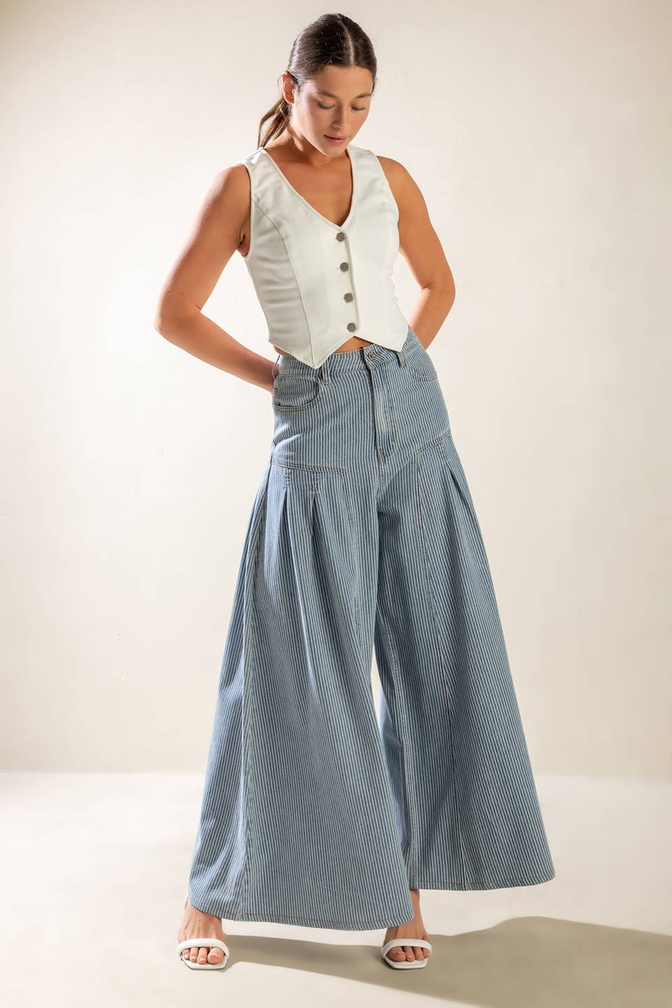 Rooftop Romance Denim Pants for Stylish High Waisted Look