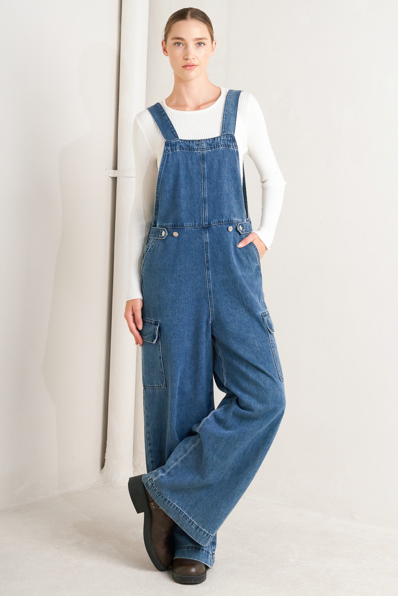 Let Me Talk Denim Cargo Pants With Washed Look Pockets Flying Tomato
