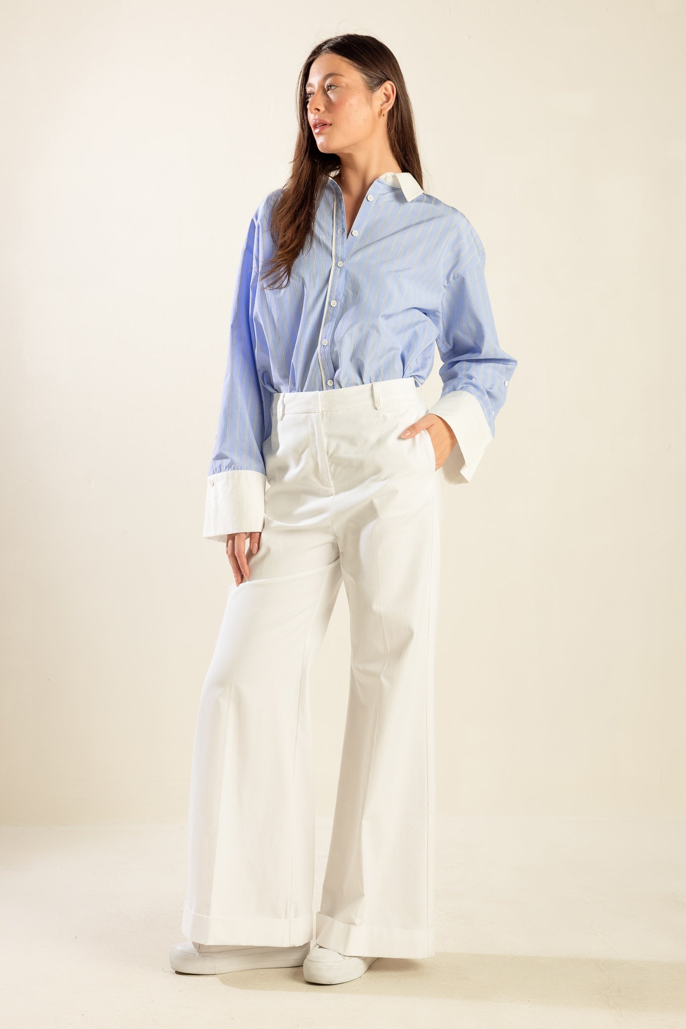 VIBRANT WIDE LEG COTTON PANTS