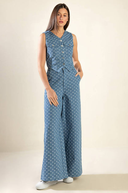 Mimosa Morning Woven Pants with Bow Embroidery Detail