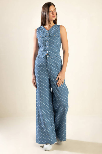 Mimosa Morning Woven Pants with Bow Embroidery Detail