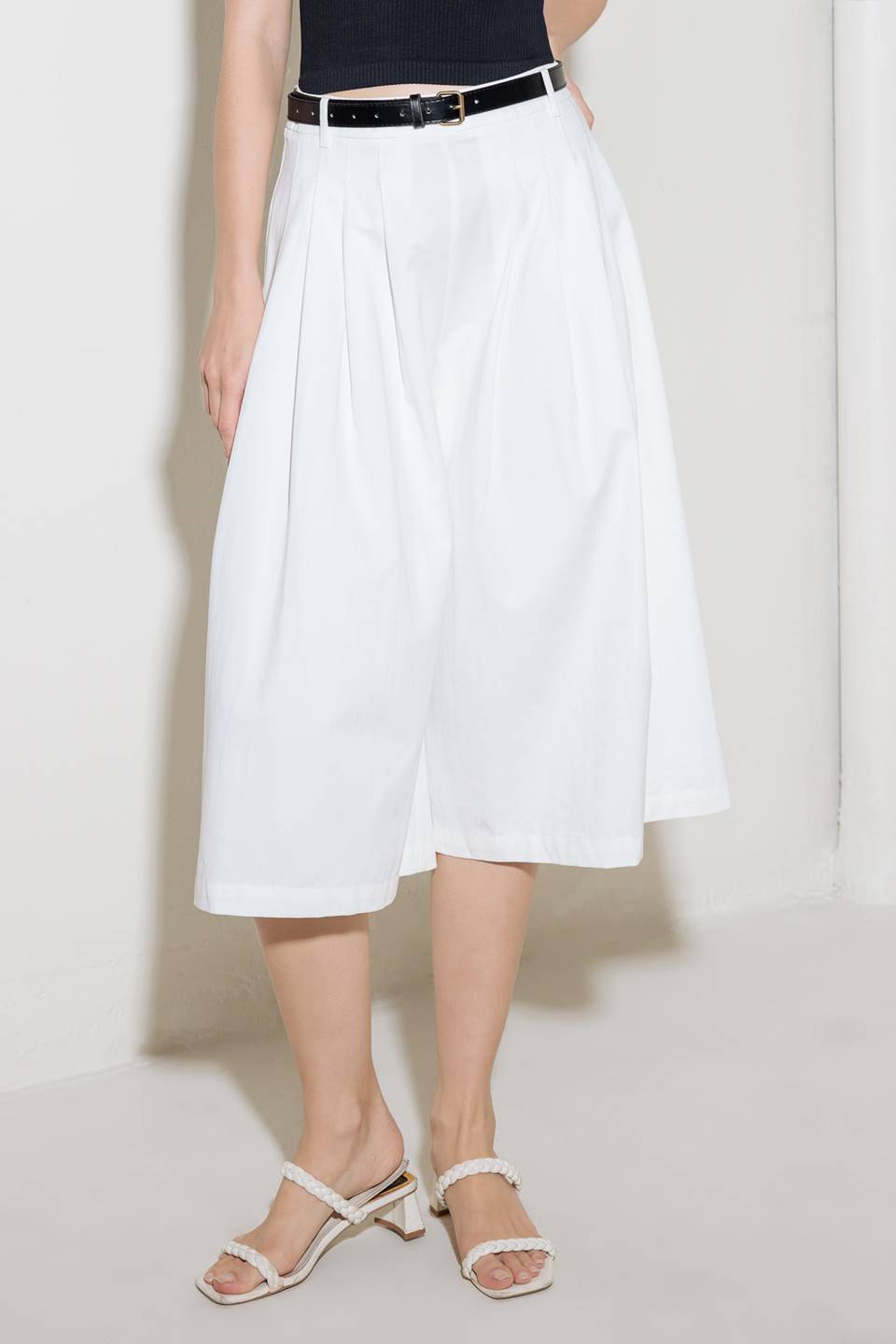 LUMINOUS GRACE WHITE WOVEN CULOTTE PANTS Flying Tomato