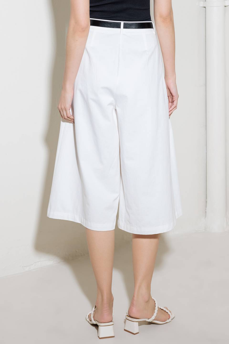 LUMINOUS GRACE WHITE WOVEN CULOTTE PANTS Flying Tomato