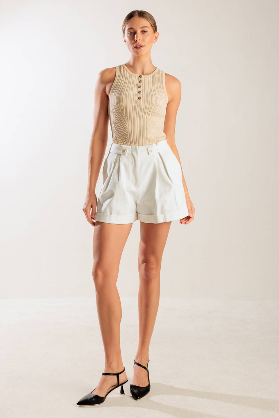LOVE LETTERS WHITE WOVEN SHORT Flying Tomato