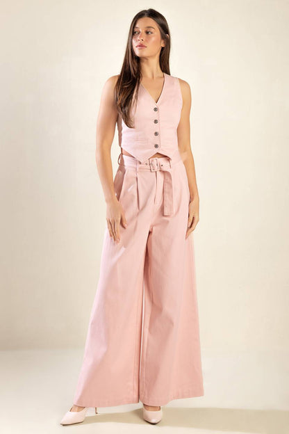 Fiercely Stunned Woven Pants With Self Belt And Pockets