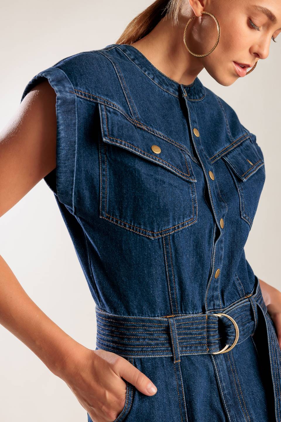 A LITTLE BIT OF THIS DENIM ROMPER