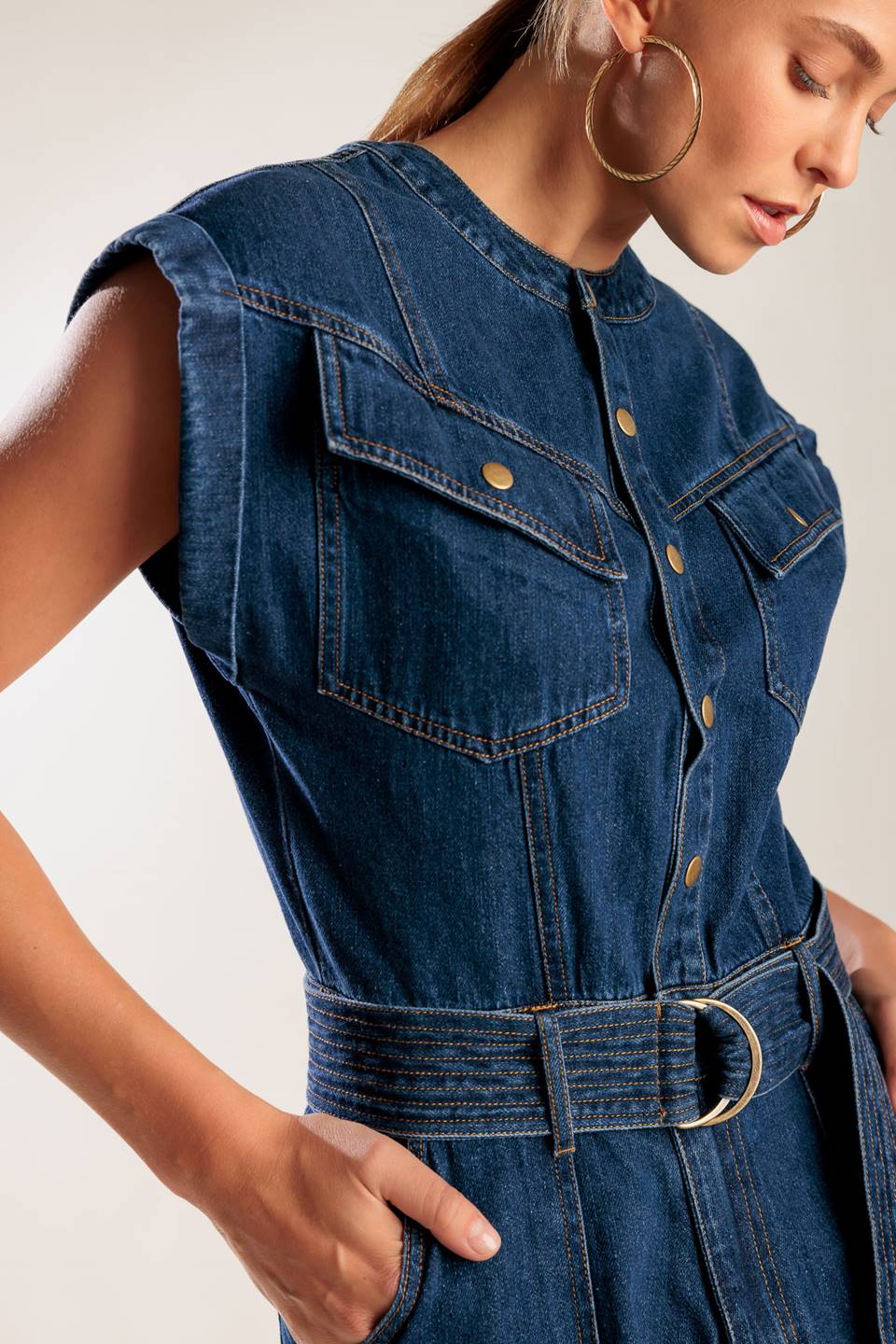 A LITTLE BIT OF THIS DENIM ROMPER denim - ROMPER