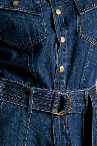 A LITTLE BIT OF THIS DENIM ROMPER denim - ROMPER