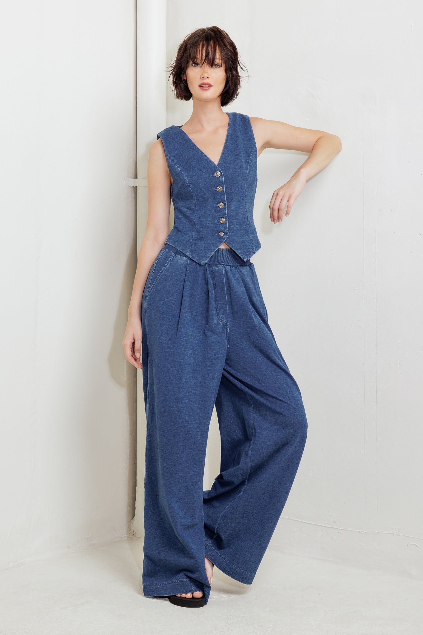 URBAN INDIGO FRENCH TERRY DENIM PANTS Flying Tomato