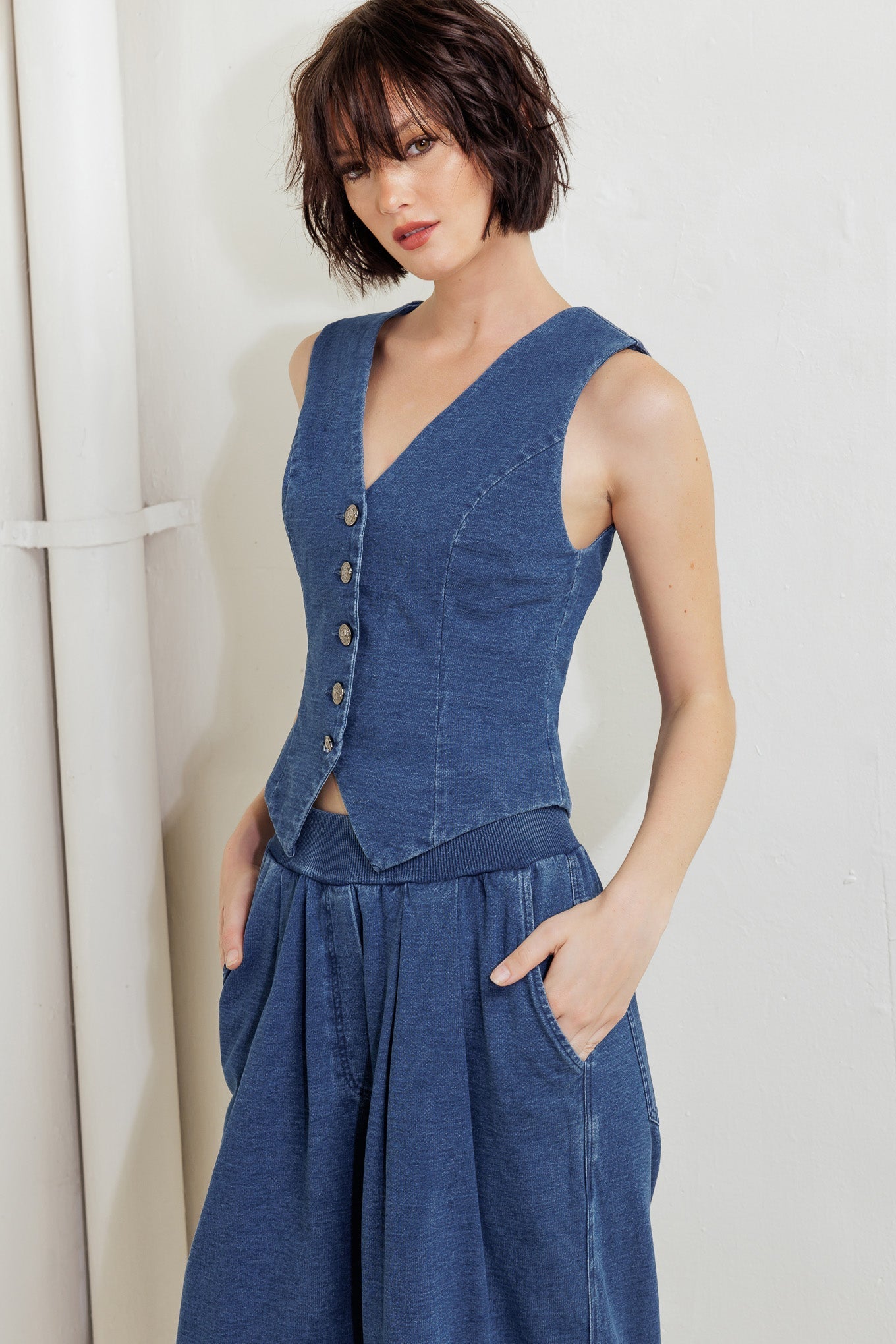 URBAN INDIGO FRENCH TERRY DENIM PANTS Flying Tomato