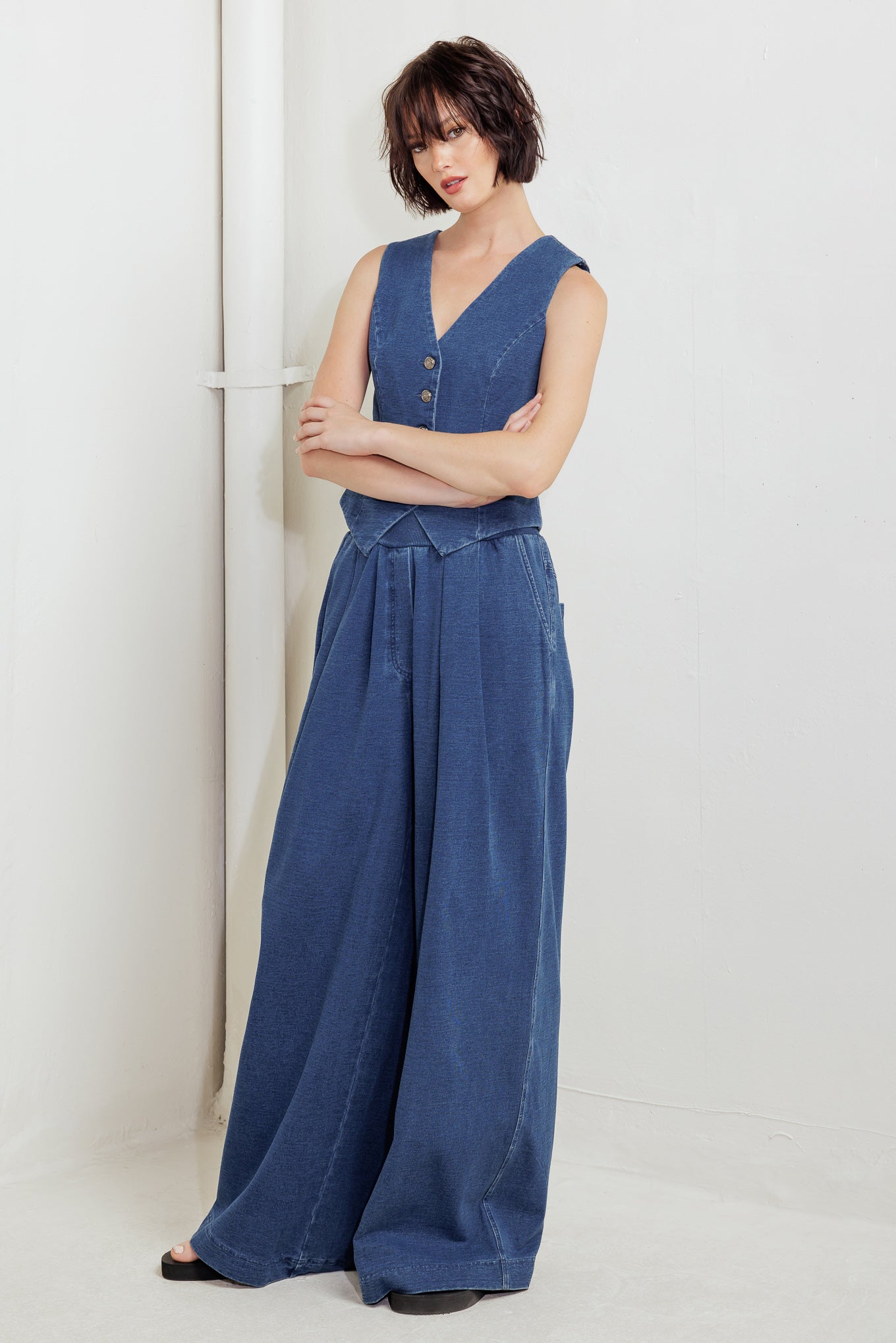 URBAN INDIGO FRENCH TERRY DENIM PANTS Flying Tomato